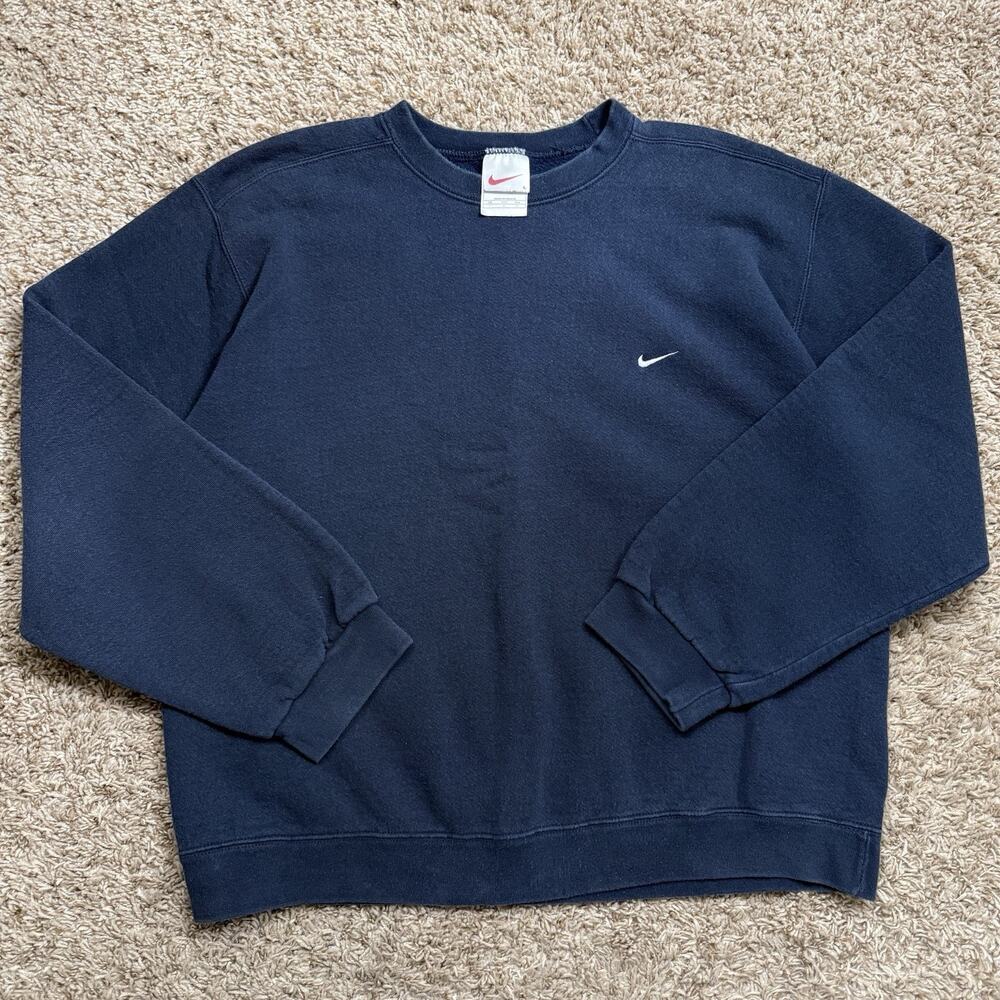 Vintage 90’s Nike Embroidered Sweatshirt Navy Blue Pullover Men’s Size Large